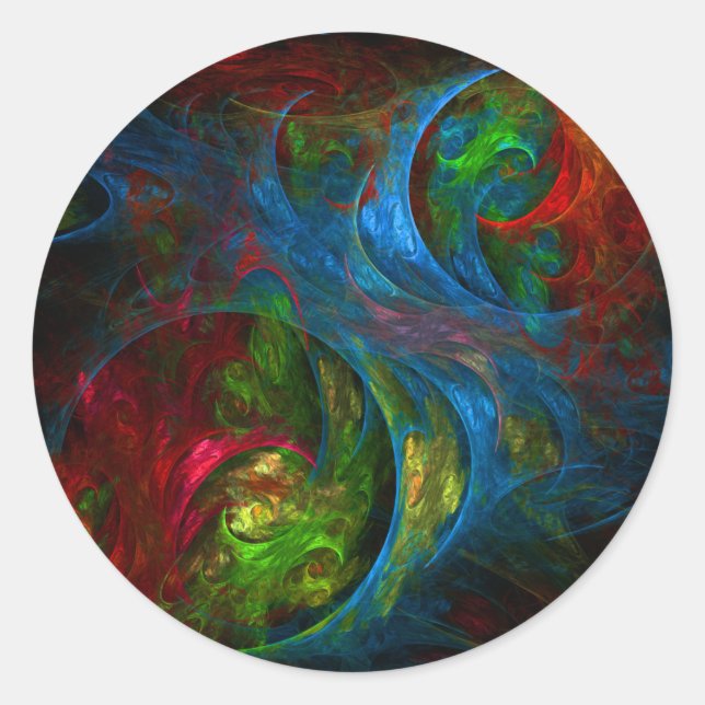 Genesis Blue Abstrakt Art Round Sticker (Vorderseite)