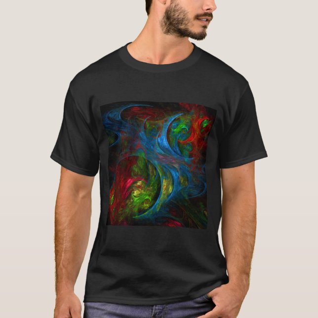 Genesis Blue Abstrakt Art T-Shirt (Vorderseite)