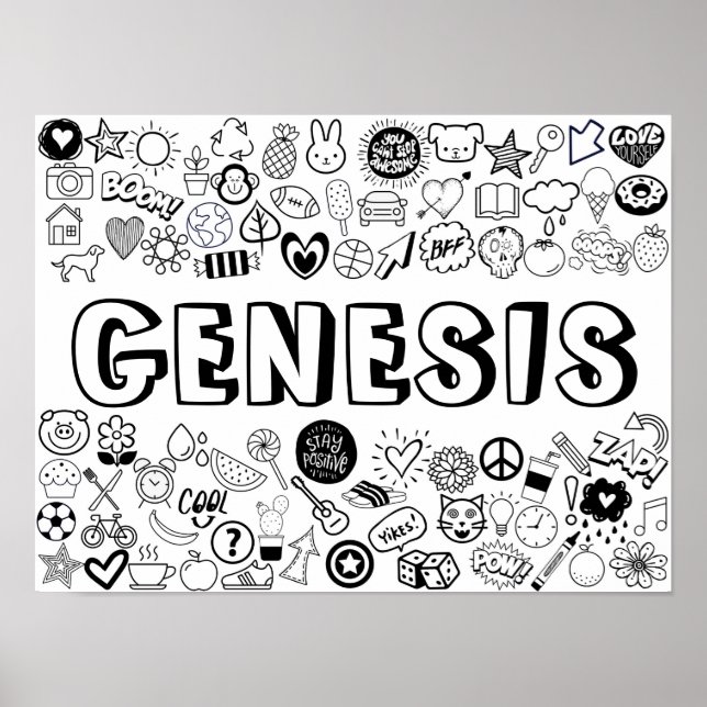 'GENESIS' Color-it-Yourself-Kontur-Design Poster (Vorne)