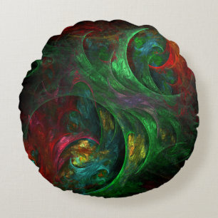 Genesis Green Abstrait Art Round Coussin