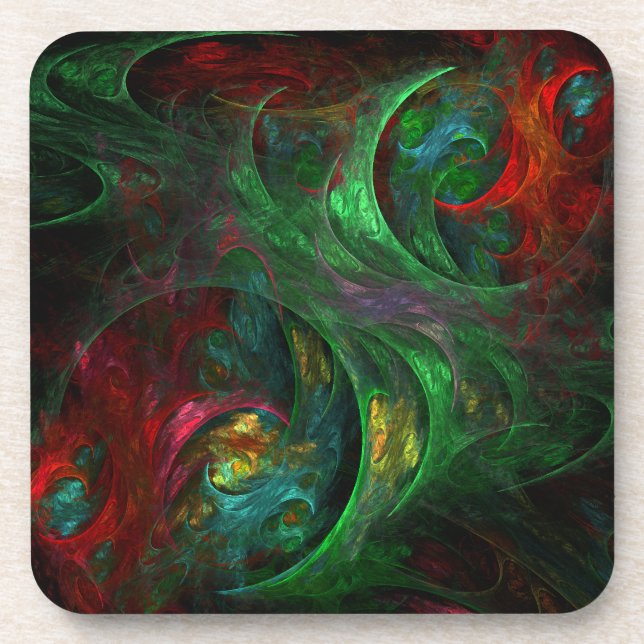 Genesis Green Abstrakt Art Cork Untersetzer (Vorderseite)