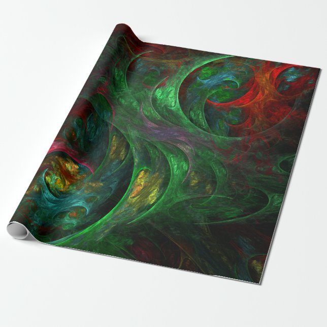 Genesis Green Abstrakt Art Geschenkpapier (Ungerollt)