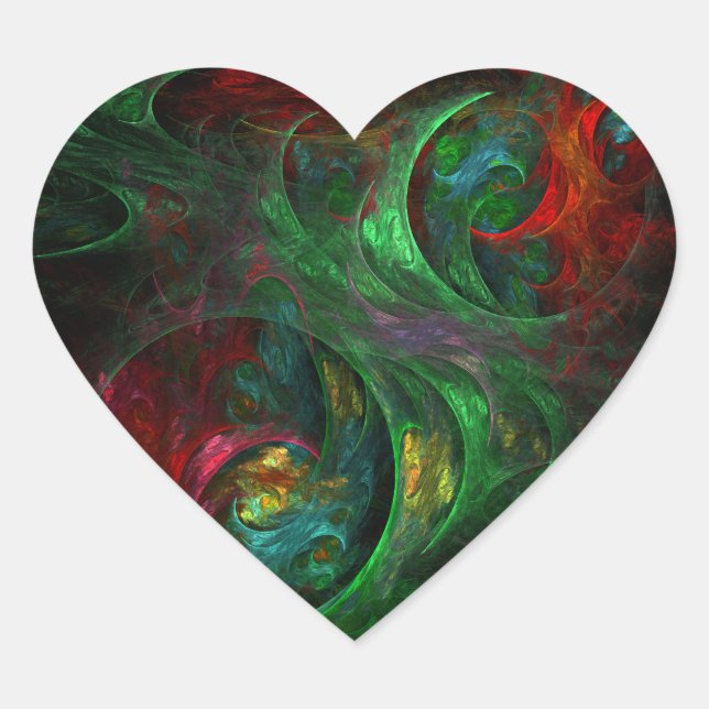 Genesis Green Abstrakt Art Heart Sticker (Vorderseite)