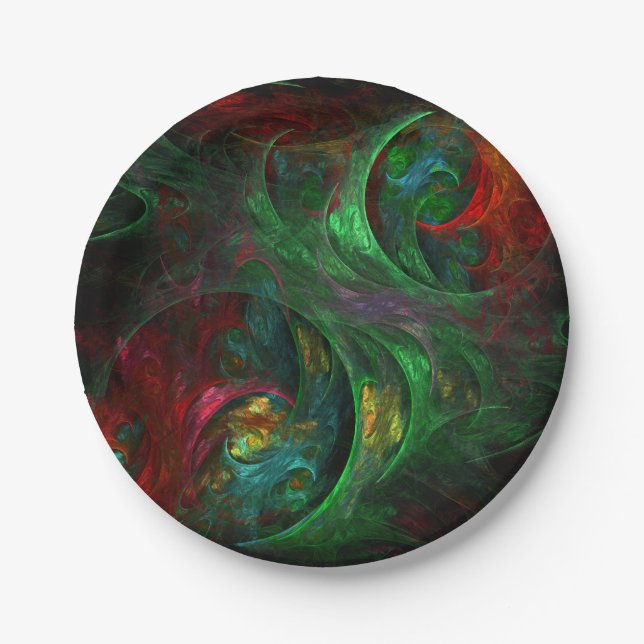 Genesis Green Abstrakt Art Pappteller (Vorderseite)