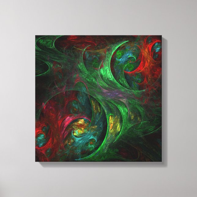 Genesis Green Abstrakt Art Quad Canvas Print Leinwanddruck (Vorderseite)