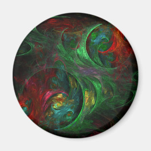 Genesis Green Abstrakt Art Round Magnet