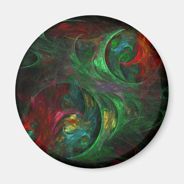 Genesis Green Abstrakt Art Round Magnet (Vorne)