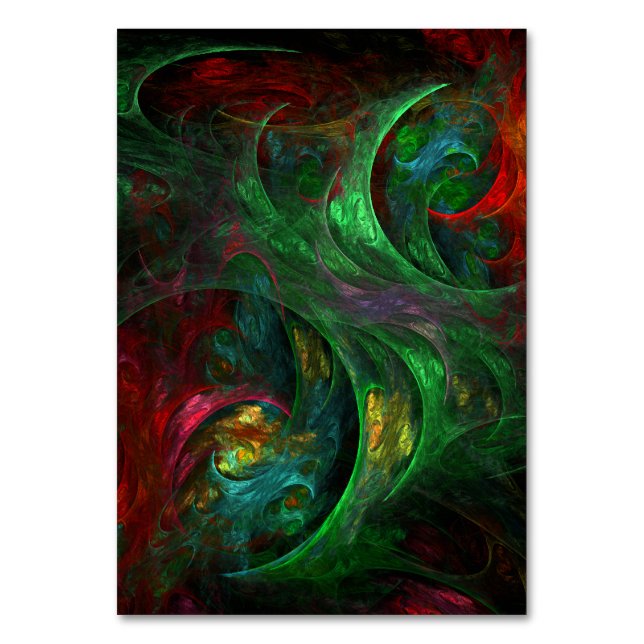 Genesis Green Abstrakt Art Table Card Tischnummer (Vorderseite)