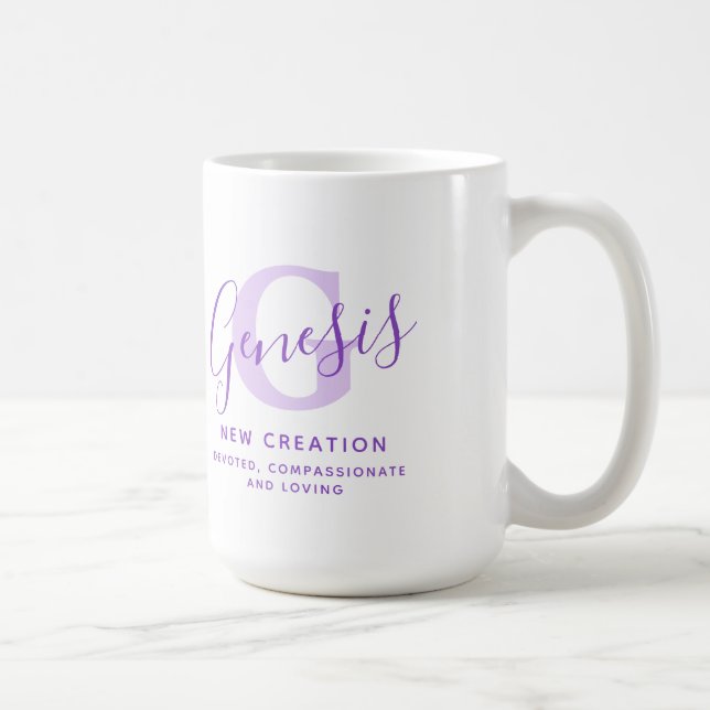 Genesis Name bedeutet Monogramm G lila Text Kaffeetasse (Rechts)