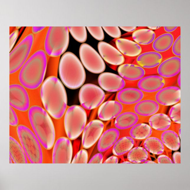 Genetische Kunst Psychedelische Blobs Rosa Weiß üb Poster (Vorne)