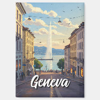Geneva Street Switzerland Travel Jet d'eau Sunset