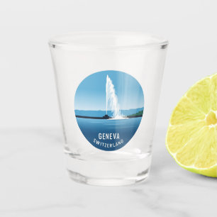 Geneva Street Switzerland Travel Jet d'eau Sunset Schnapsglas