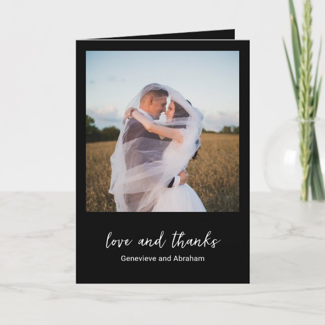 Genevieve Black Foto Moderne Hochzeit Dankeskarte (Vorderseite)