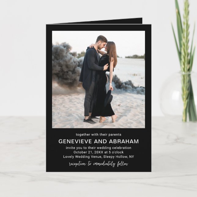 Genevieve Black Foto Moderne Hochzeit Einladung (Vorderseite)
