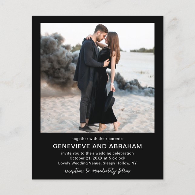 Genevieve Black Foto Moderne Hochzeit Einladung Flyer (Vorne)