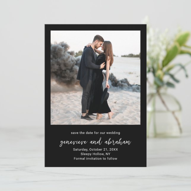 Genevieve Black Foto Moderne Hochzeit Save The Date (Stehend Vorderseite)