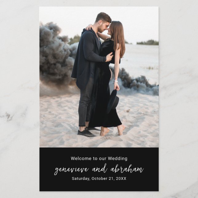 Genevieve Black Foto Modernes Hochzeitsprogramm (Vorne)