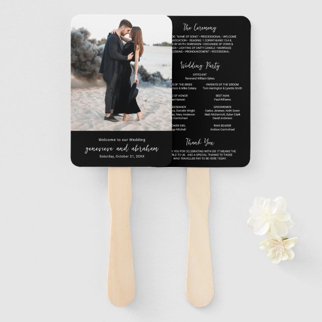 Genevieve Black Foto Modernes Hochzeitsprogramm Fächer (Vorne und Hinten)