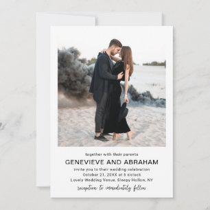 Genevieve Schwarz-Weiß-Foto Moderne Hochzeit Einladung