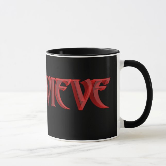 Genevieve Schwarzes 11 Unze-Wecker-Tasse Tasse (Rechts)