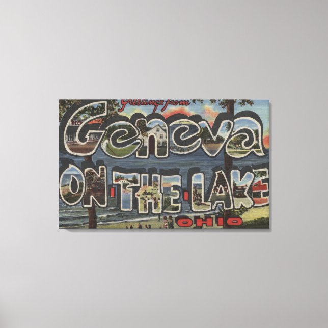 Genf am See, Ohio - Große Briefmarkenszenen Leinwanddruck (Vorderseite)