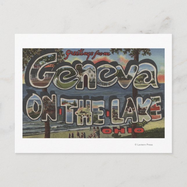 Genf am See, Ohio - Große Briefmarkenszenen Postkarte (Vorderseite)