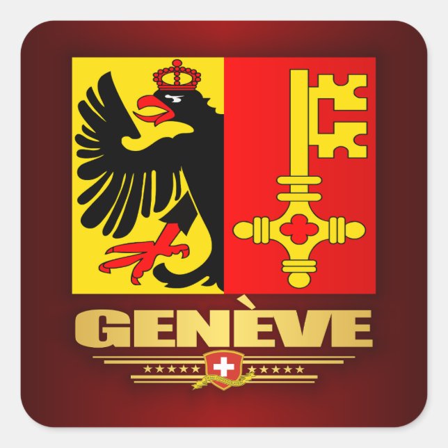 Genf (Genf) Quadratischer Aufkleber (Vorderseite)