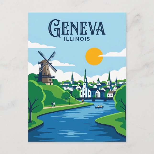 Genf Illinois Postkarte (Vorderseite)