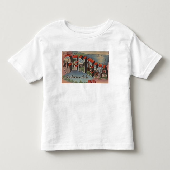 Genf, New York - große Buchstabe-Szenen Kleinkind T-shirt (Vorderseite)