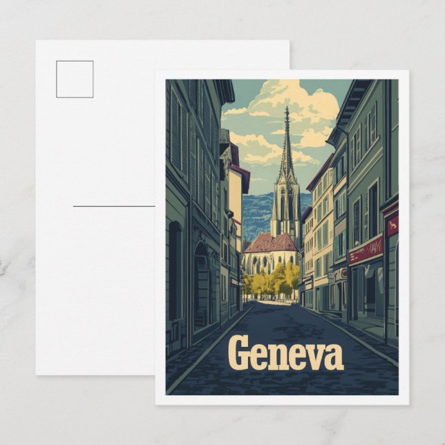 Genf Schweiz Kunst, Dichtung und Musik Postkarte (Vorne/Hinten)