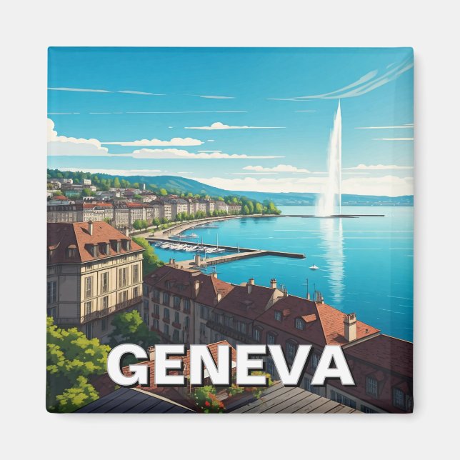 Genf Schweiz Reisen Magnet (Vorne)