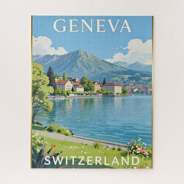 Genf Schweiz See Landschaft (Vertikal)