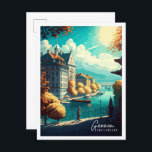 Genf Schweiz Vintage Reise Illustration Postkarte<br><div class="desc">Genf Schweiz Vintage-Reise-Ort Illustration</div>