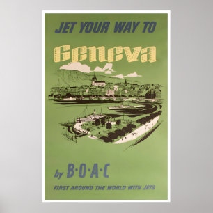 Genfer Reiseplakat Schweiz Kunst Schweizer Retro Poster