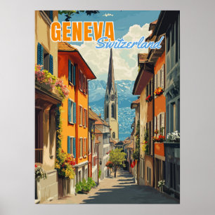 Genfer Schweiz Alpen Poster
