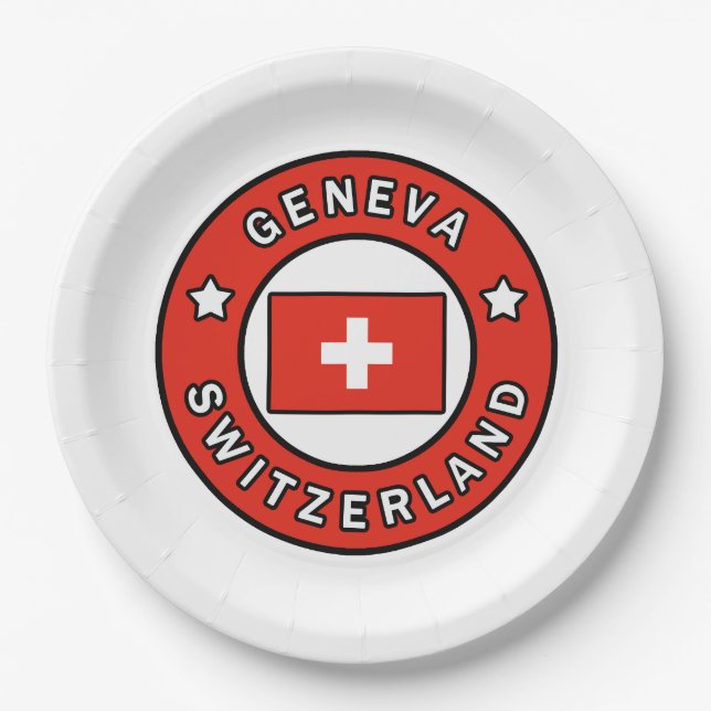 Genfer Schweiz Pappteller (Vorderseite)