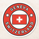 Genfer Schweiz Runder Pappuntersetzer<br><div class="desc">Genfer Schweiz</div>