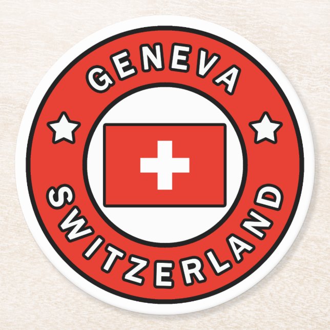 Genfer Schweiz Runder Pappuntersetzer (Vorderseite)