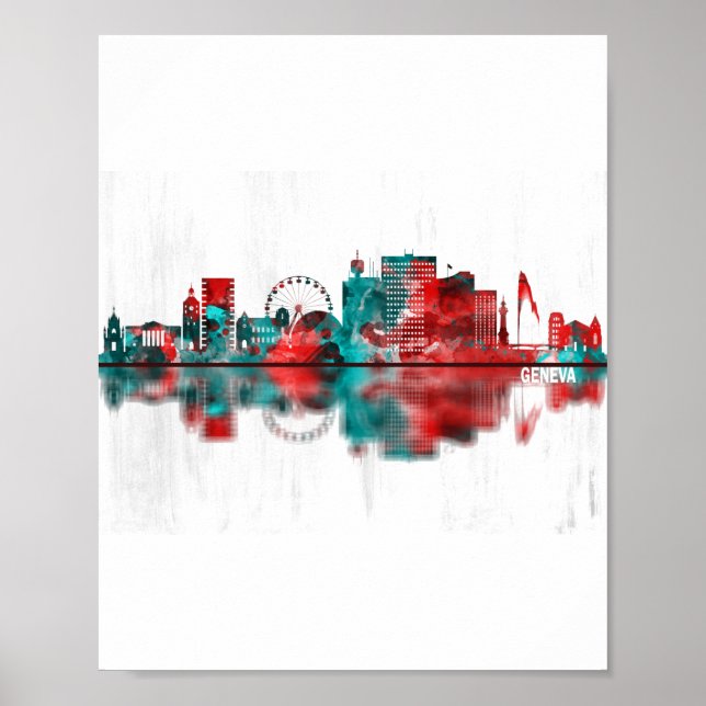 Genfer Schweiz Skyline Poster (Vorne)