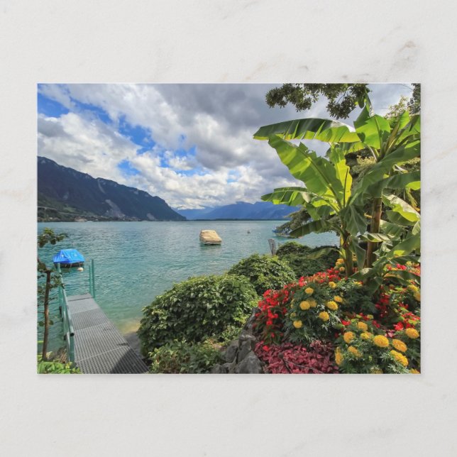 Genfer See in Montreux, Schweiz Postkarte (Vorderseite)