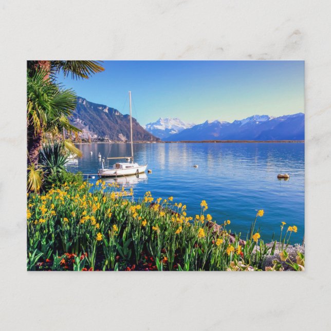 Genfer See in Montreux, Waadt, Schweiz Postkarte (Vorderseite)