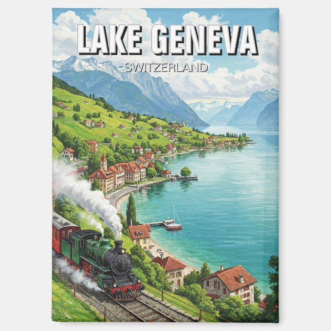 Genfer See Schweiz Reisen Magnet (Vorderseite)