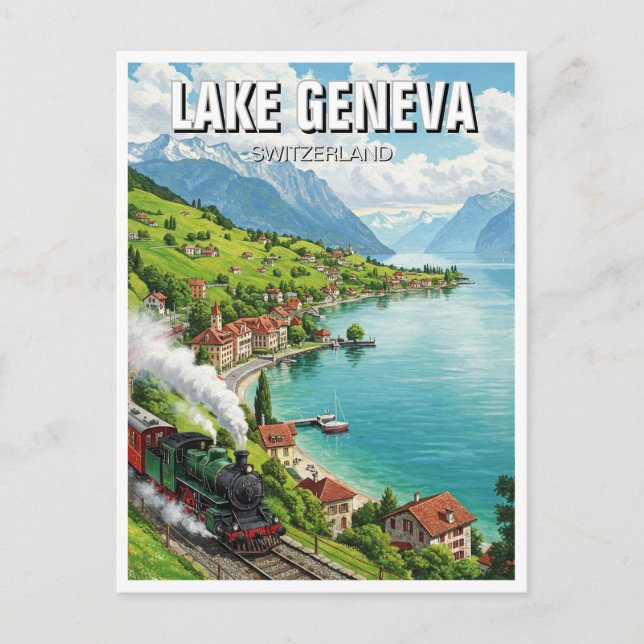 Genfer See Schweiz Reisen Postkarte (Vorderseite)