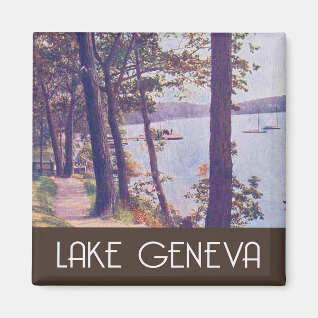 Genfer See, Vintage Szene Wisconsin Magnet (Vorne)