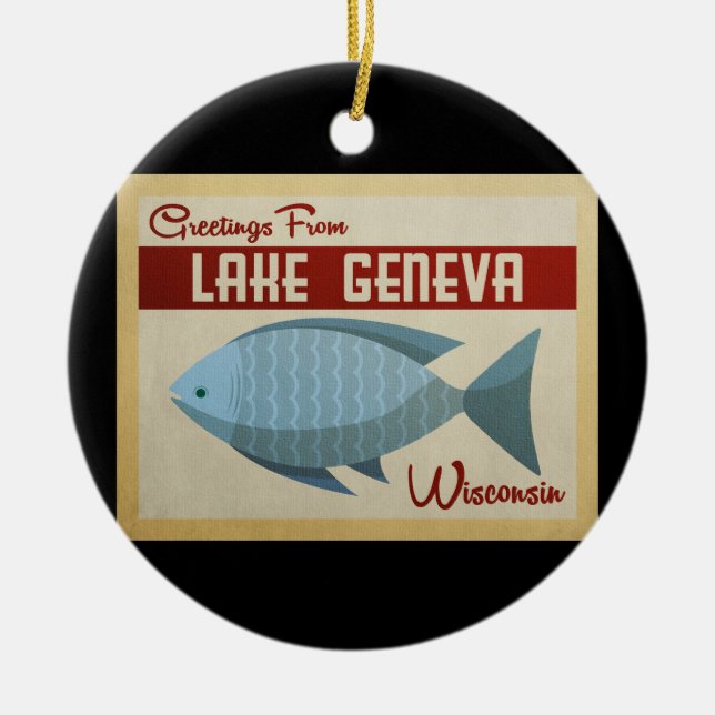 Genfer See Wisconsin Keramik Ornament (Vorne)