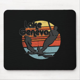 Genfer See Wisconsin Wasserskilaufen Retro Vintage Mousepad