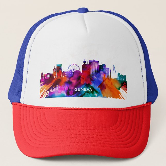 Genfer Skyline Truckerkappe (Vorderseite)
