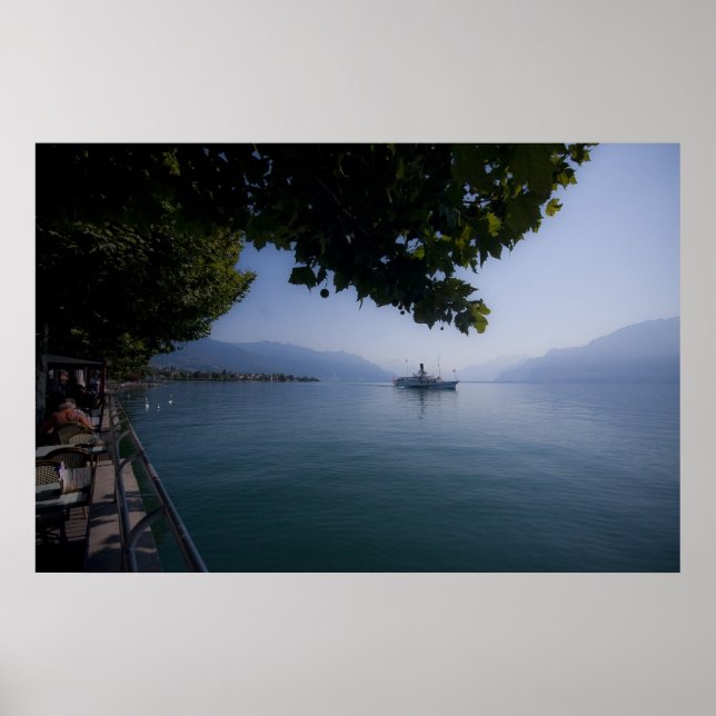 Genfersee mit Paddle Steamer Poster (Vorne)