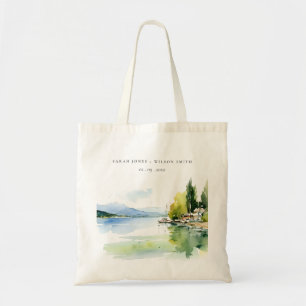 Genfersee Schweiz Aquarell-Landschaft Hochzeit Tragetasche