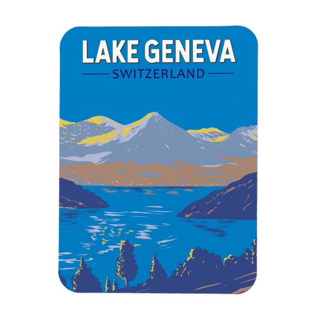 Genfersee Schweiz Reisen Vintag Magnet (Vertikal)